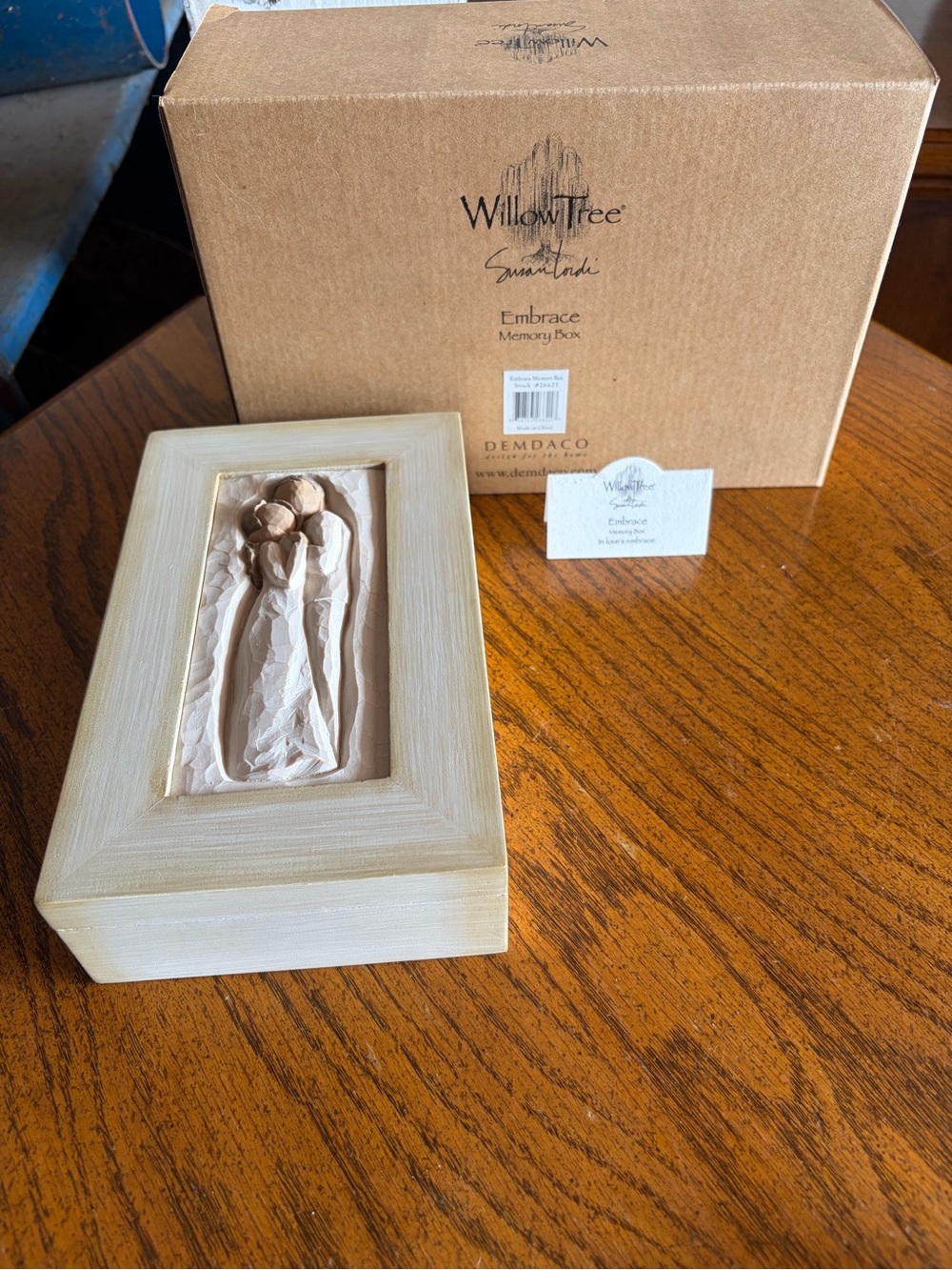 Willow Tree Embrace Memory Box - Cream and Tan
